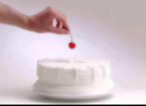Download this 'cherry on top' celebration GIF. Perfect for product teams to share in Slack after a successful release.