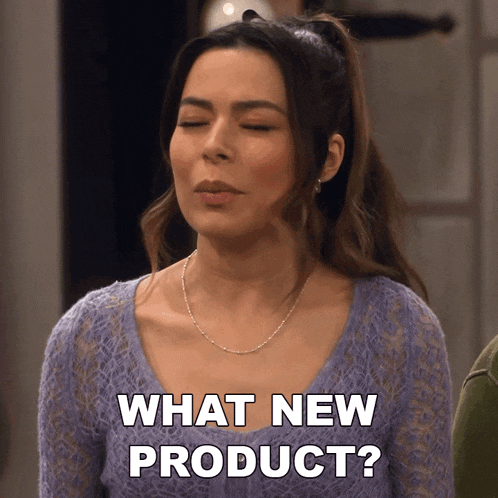 Use this curious 'What new product?' GIF to ask for team feedback. Great for internal communication.
