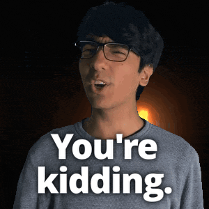 React to surprising marketing news with this 'you're kidding' GIF! Download free for instant use in Slack or Teams.