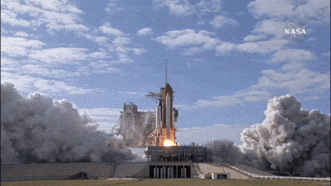 Mark your product launch with this space rocket GIF! Download free and share your team's excitement for new ventures.