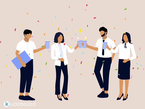Use this employee recognition GIF to celebrate your team. Download free for Slack and email.