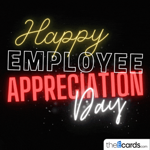 Light up your appreciation with this neon 'Happy Employee Appreciation Day' GIF. Download free.