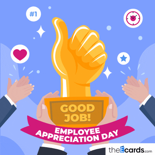 Use this employee recognition GIF for HR. Send a thumbs up for a job well done. Download free for Slack.