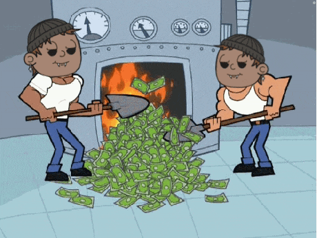 Humorously depict market losses with this GIF. Great for fintech teams discussing financial performance.