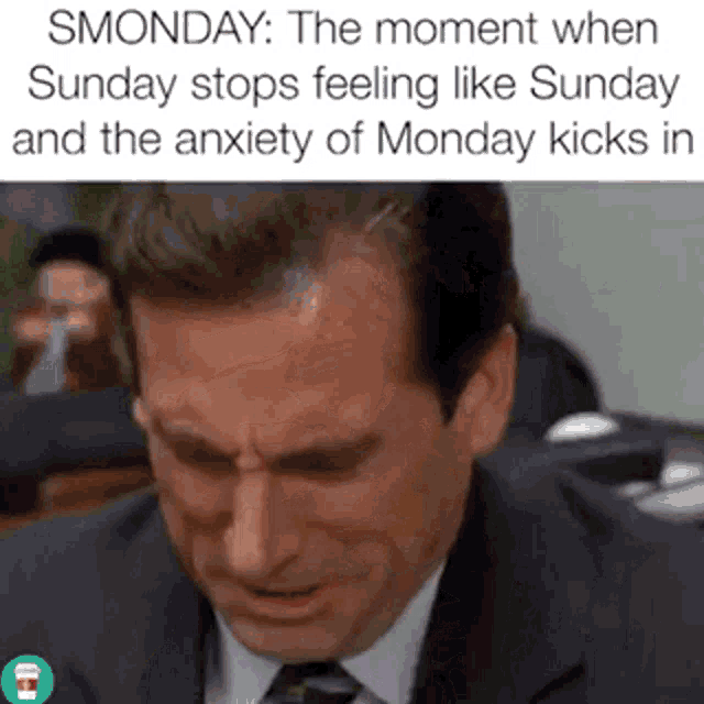 Use this Monday anxiety GIF for free. Perfect for expressing the transition from weekend to work week in your team chat.