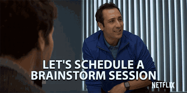 Use this schedule brainstorm GIF for your SaaS team meetings. Perfect for initiating strategic discussions.