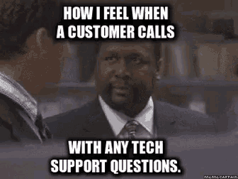 Use this customer call reaction GIF in Slack or Teams. Perfect for showing how your business team feels when a client calls.