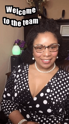 Send a warm welcome to your new team members with this vibrant GIF. Ideal for HR and onboarding messages. Free to use.