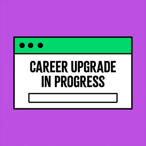 Download this career upgrade GIF for HR. Ideal for illustrating professional development and performance review progress.