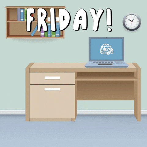 Download this fun Friday GIF for your team. Perfect for Slack when the Friday feeling is here.