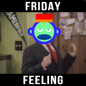 Get this Friday feeling GIF for free! Perfect for your Slack channel to celebrate the end of the work week.
