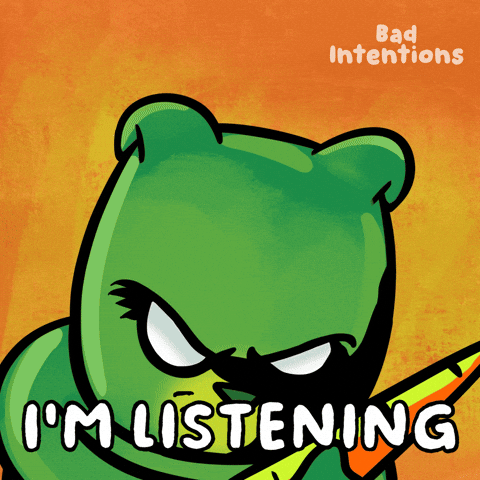 Use this 'Listening Intently' GIF in your next meeting. Perfect for showing you're engaged in discussions.
