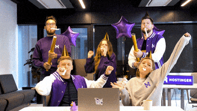 Share this happy achievement GIF with your team. Great for celebrating wins and positive outcomes in your workplace.