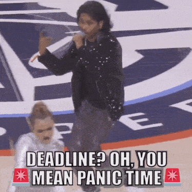 Download this deadline panic GIF for free. Use it in Slack to express the stress of audit season and financial reporting.