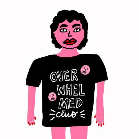 Download this free mental health overwhelm GIF. Use it to express stress and the need for well-being in team chats.