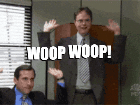 Download this positive reaction GIF for free. Use it in Slack to celebrate excellent customer feedback and wins.