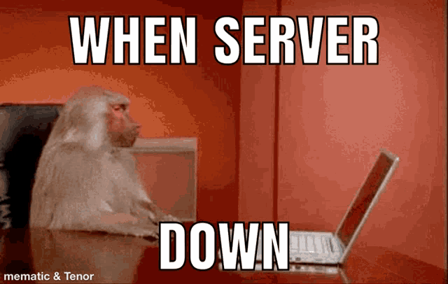 Get this server down GIF for your IT team. Perfect for expressing the frustration of system outages.