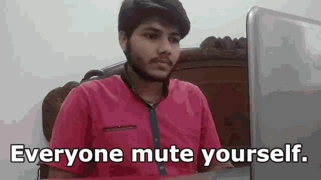 Download this 'Mute Yourself' meeting GIF free. Essential for clear communication in remote team calls.