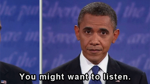 Use this Obama listening GIF for free. Perfect for showing attentive listening during important team discussions.