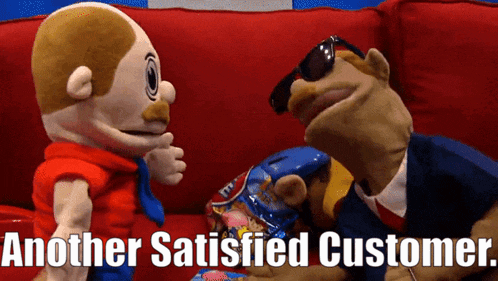 Share this satisfied customer GIF for free! Ideal for marketing teams to celebrate positive client testimonials.