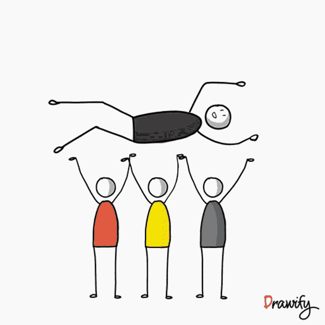 Download this team support celebration GIF. Ideal for acknowledging collaborative efforts and shared wins.